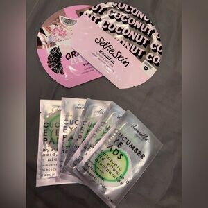 2 VS PINK Sheet Masks & 5 Pairs of Danielle Creations Cucumber Eye Pads NWT